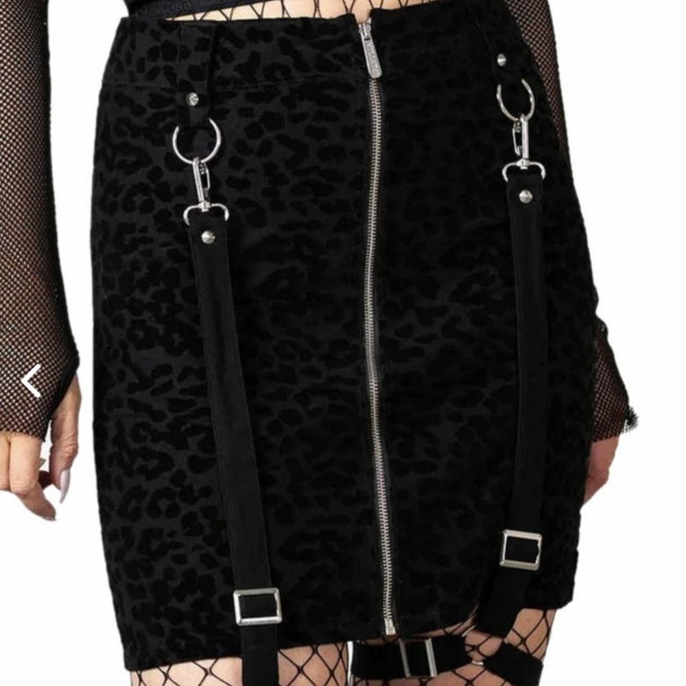 Killstar Black Leopard Pencil Skirt